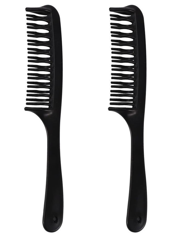 ACGarden 2X Black Double Tooth Detangler Hair Comb Shampoo Comb with Handle for Long Curly Wet Hair - Image 1